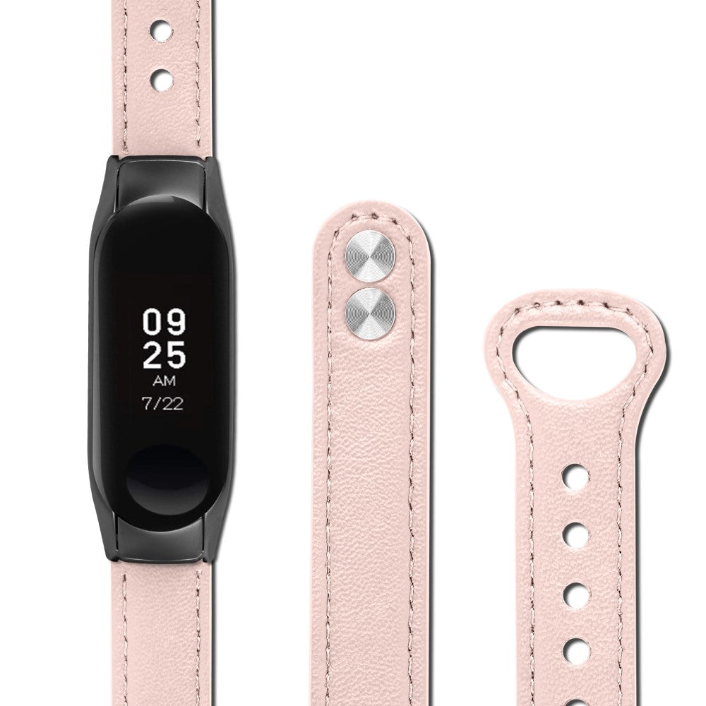 Mega Hårdfør Ægte Læder Rem passer til Xiaomi Smart Band 8 - Pink#serie_4