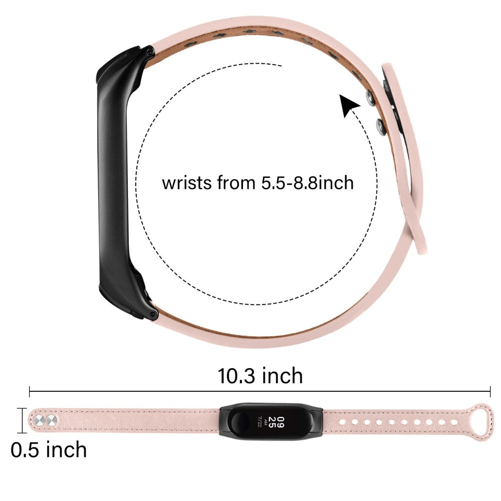 Mega Hårdfør Ægte Læder Rem passer til Xiaomi Smart Band 8 - Pink#serie_4