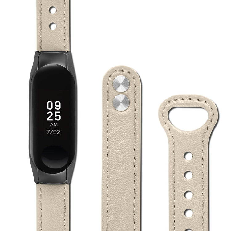 Mega Hårdfør Ægte Læder Rem passer til Xiaomi Smart Band 8 - Beige#serie_7