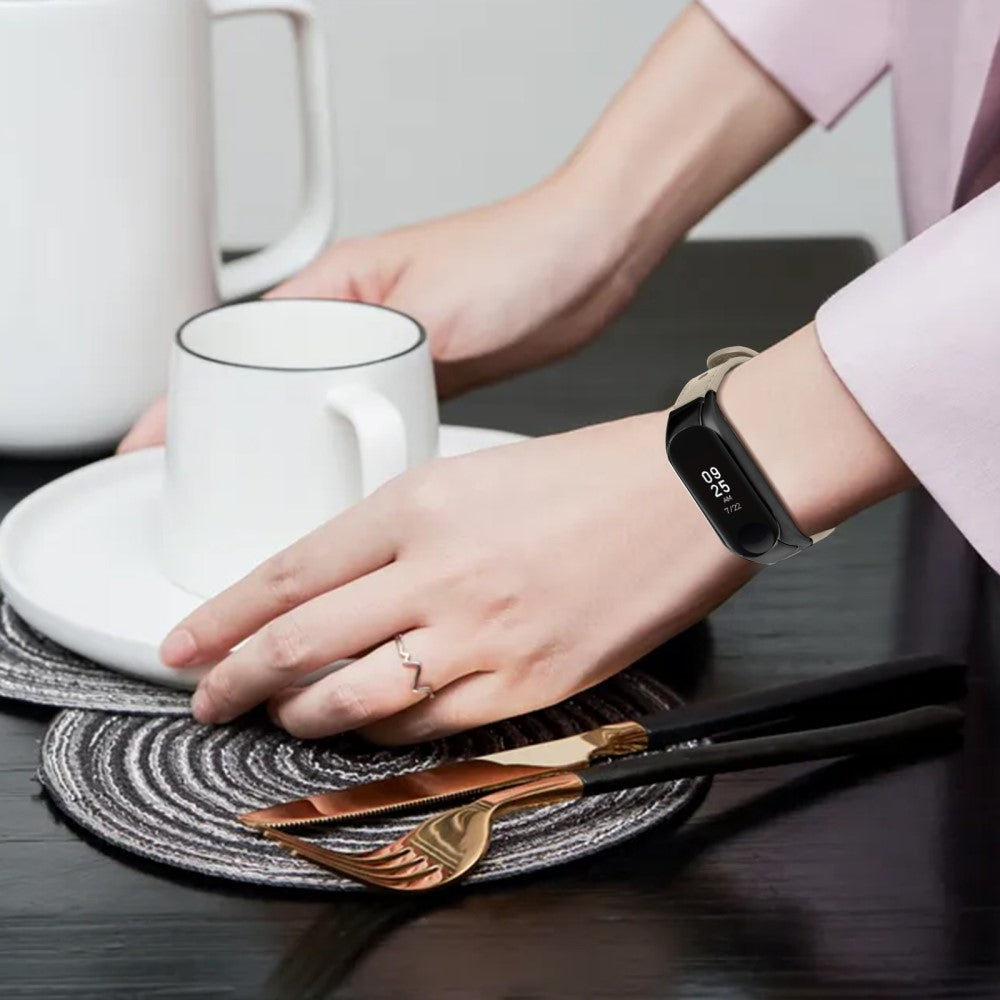 Mega Hårdfør Ægte Læder Rem passer til Xiaomi Smart Band 8 - Beige#serie_7