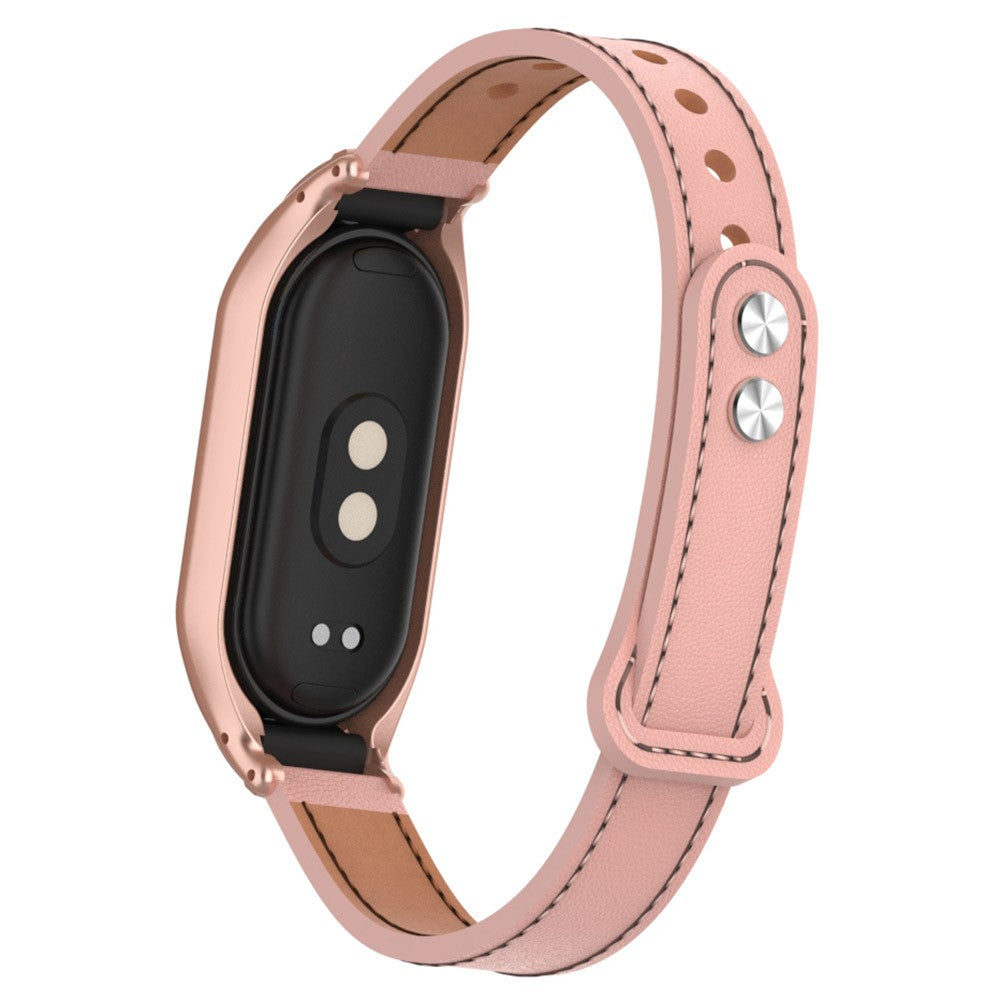 Cool Metal Og Kunstlæder Rem passer til Xiaomi Smart Band 8 - Pink#serie_4