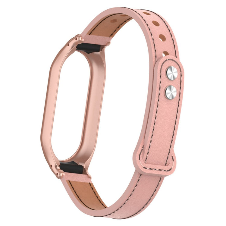 Cool Metal Og Kunstlæder Rem passer til Xiaomi Smart Band 8 - Pink#serie_4