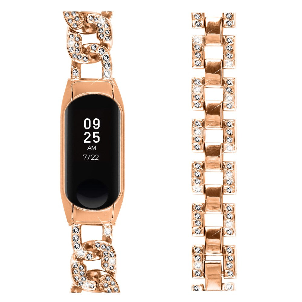 Elegant Metal Og Rhinsten Rem passer til Xiaomi Smart Band 8 - Pink#serie_2