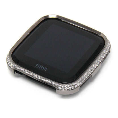 Mega Fed Fitbit Versa Metal og Rhinsten Cover - Sort#serie_4