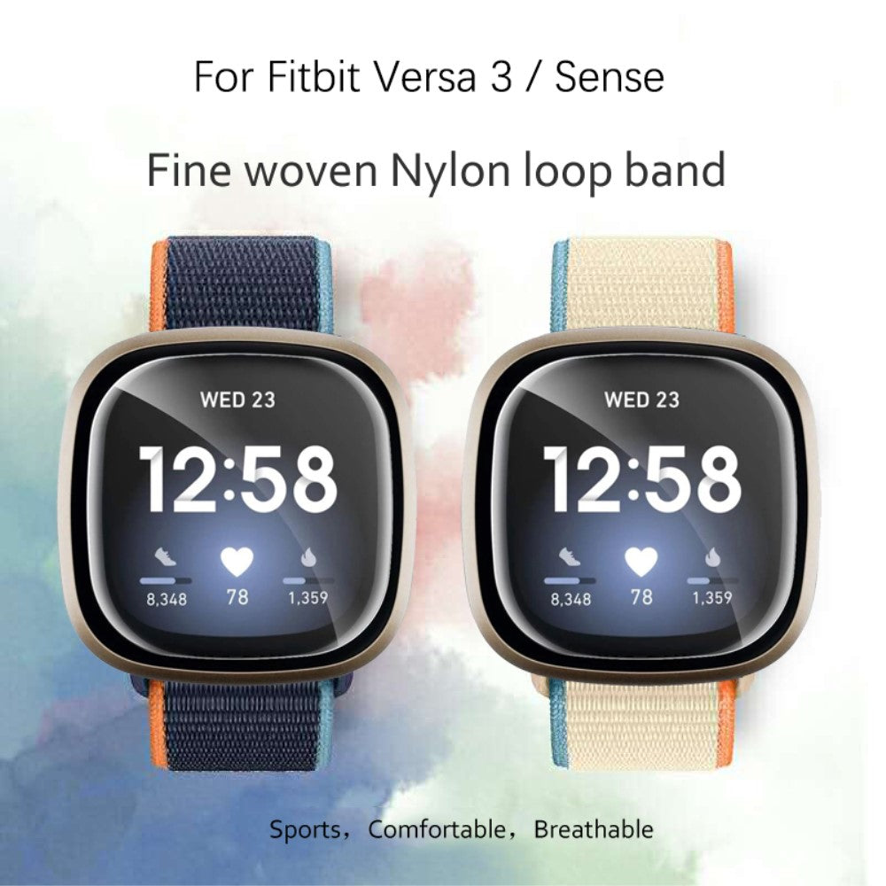 Flot Nylon Universal Rem passer til Fitbit Sense 1 / Fitbit Versa 3 - Blå#serie_7