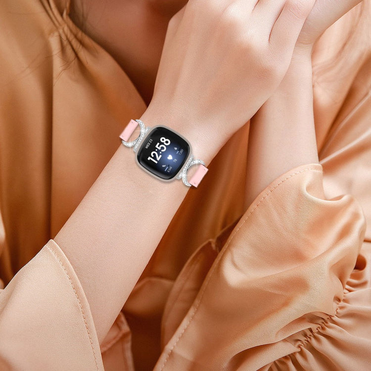 Super Godt Kunstlæder Universal Rem passer til Fitbit Smartwatch - Pink#serie_2