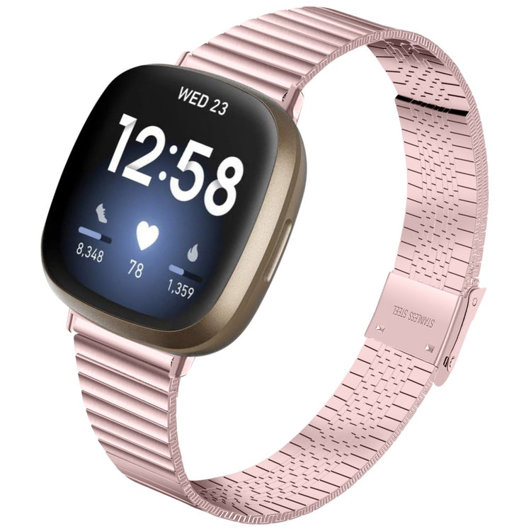 Yndigt Metal Universal Rem passer til Fitbit Sense 2 / Fitbit Versa 4 - Pink#serie_3