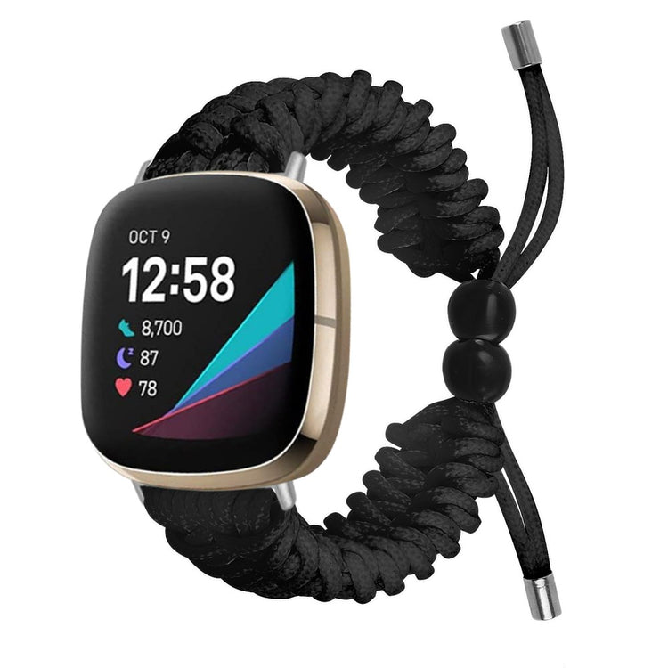 Fint Nylon Universal Rem passer til Fitbit Sense 2 / Fitbit Versa 4 - Sort#serie_1