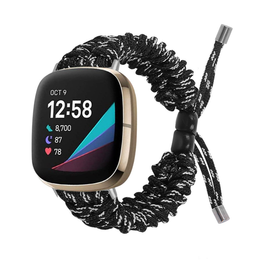 Fint Nylon Universal Rem passer til Fitbit Sense 2 / Fitbit Versa 4 - Sort#serie_3