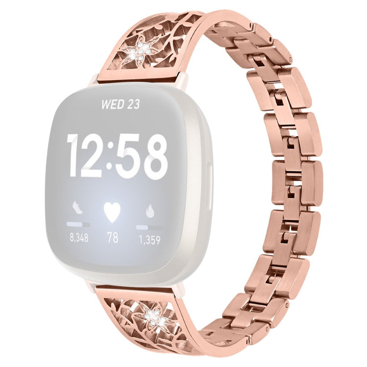 Metal Og Rhinsten Universal Rem passer til Fitbit Sense 2 / Fitbit Versa 4 - Pink#serie_2