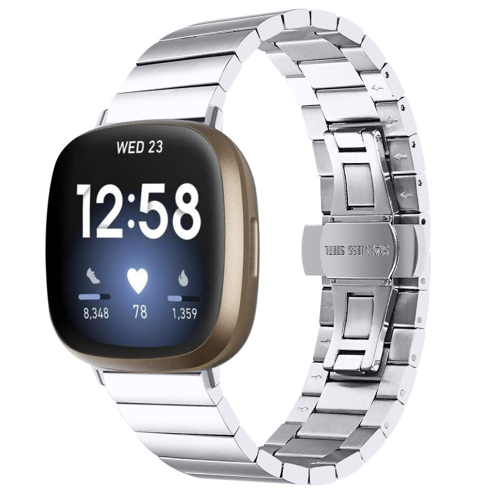 Kønt Metal Universal Rem passer til Fitbit Versa 4 / Fitbit Sense 2 - Sølv#serie_105