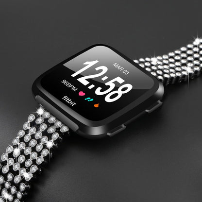 Vildt kønt Fitbit Versa Metal og Rhinsten Rem - Sort#serie_3