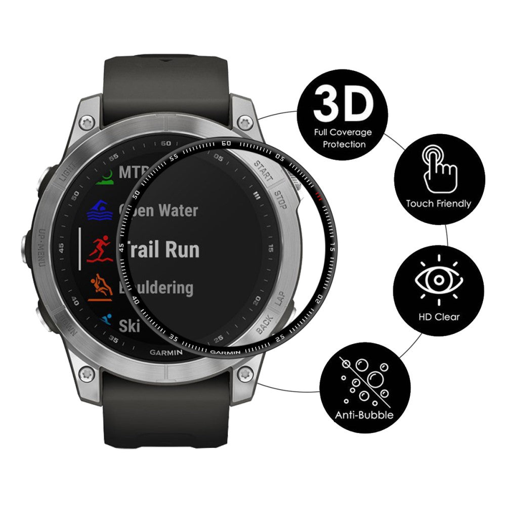 Garmin Fenix 7X Plastik  3D Kurvet Skærmbeskytter - Gennemsigtig#serie_190