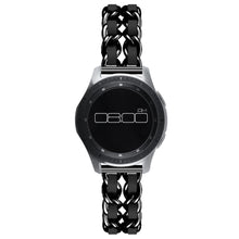 Leather on steel knit watch band for Samsung, Huawei and Amazfit watch - All Black#serie_1