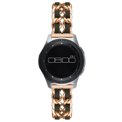 Leather on steel knit watch band for Samsung, Huawei and Amazfit watch - Rose Gold / Black#serie_12