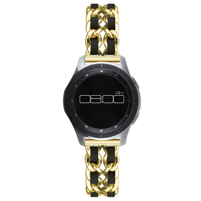 Leather on steel knit watch band for Samsung, Huawei and Amazfit watch - Gold / Black#serie_13