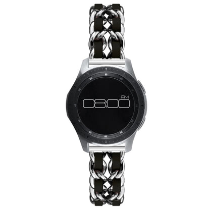 Leather on steel knit watch band for Samsung, Huawei and Amazfit watch - Silver / Black#serie_3