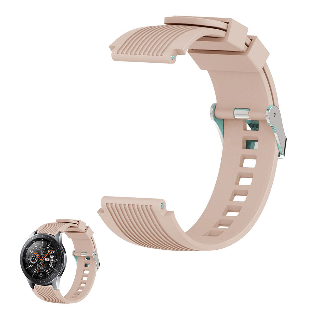 22mm Universal line etched silicone watch strap - Khaki#serie_6
