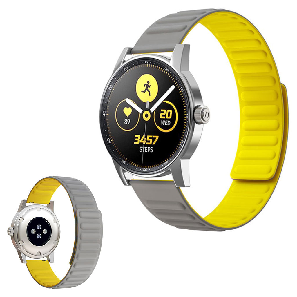22mm Universal flexible silicone watch strap - Grey / Yellow#serie_6