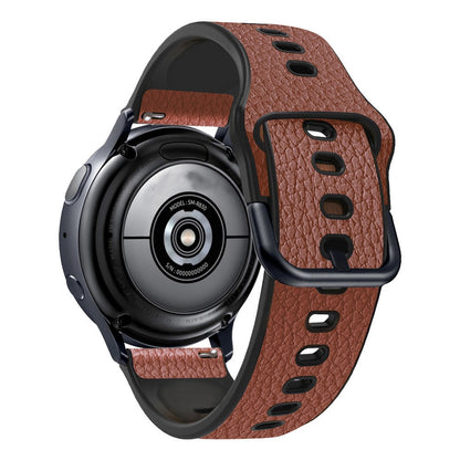 22mm Universal litchi texture leather  watch strap - Light Brown#serie_1