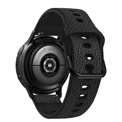 22mm Universal litchi texture leather  watch strap - Black#serie_2