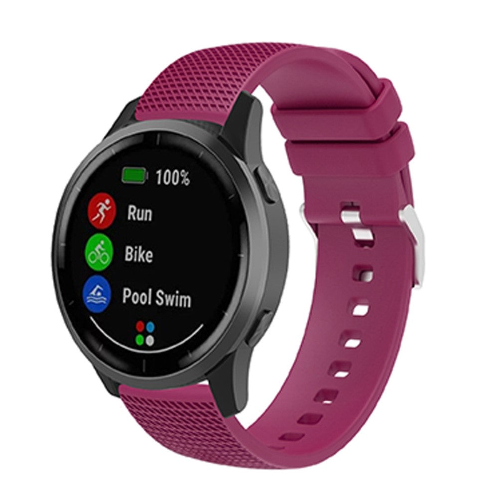 20mm Universal grid design silicone watch strap - Fuchsia#serie_1
