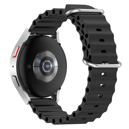 22mm Universal wave design silicone watch strap - Black#serie_1