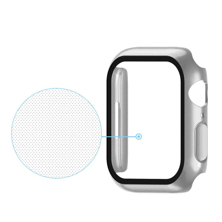 Mega Fint Apple Watch Series 7 41mm Cover med Skærmbeskytter i Plastik og Hærdet Glas - Sølv#serie_12