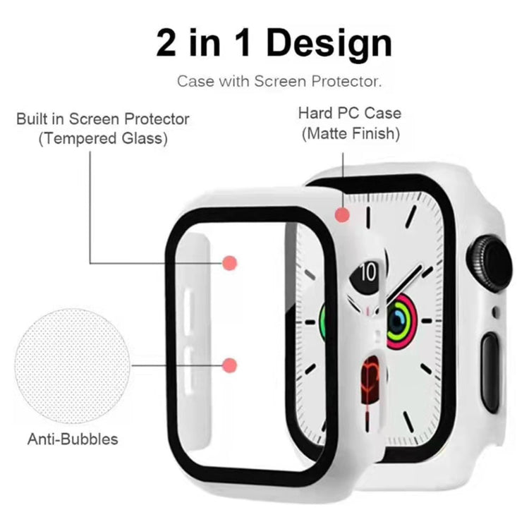 Mega Fed Apple Watch Series 7 41mm Cover med Skærmbeskytter i Plastik og Hærdet Glas - Hvid#serie_2