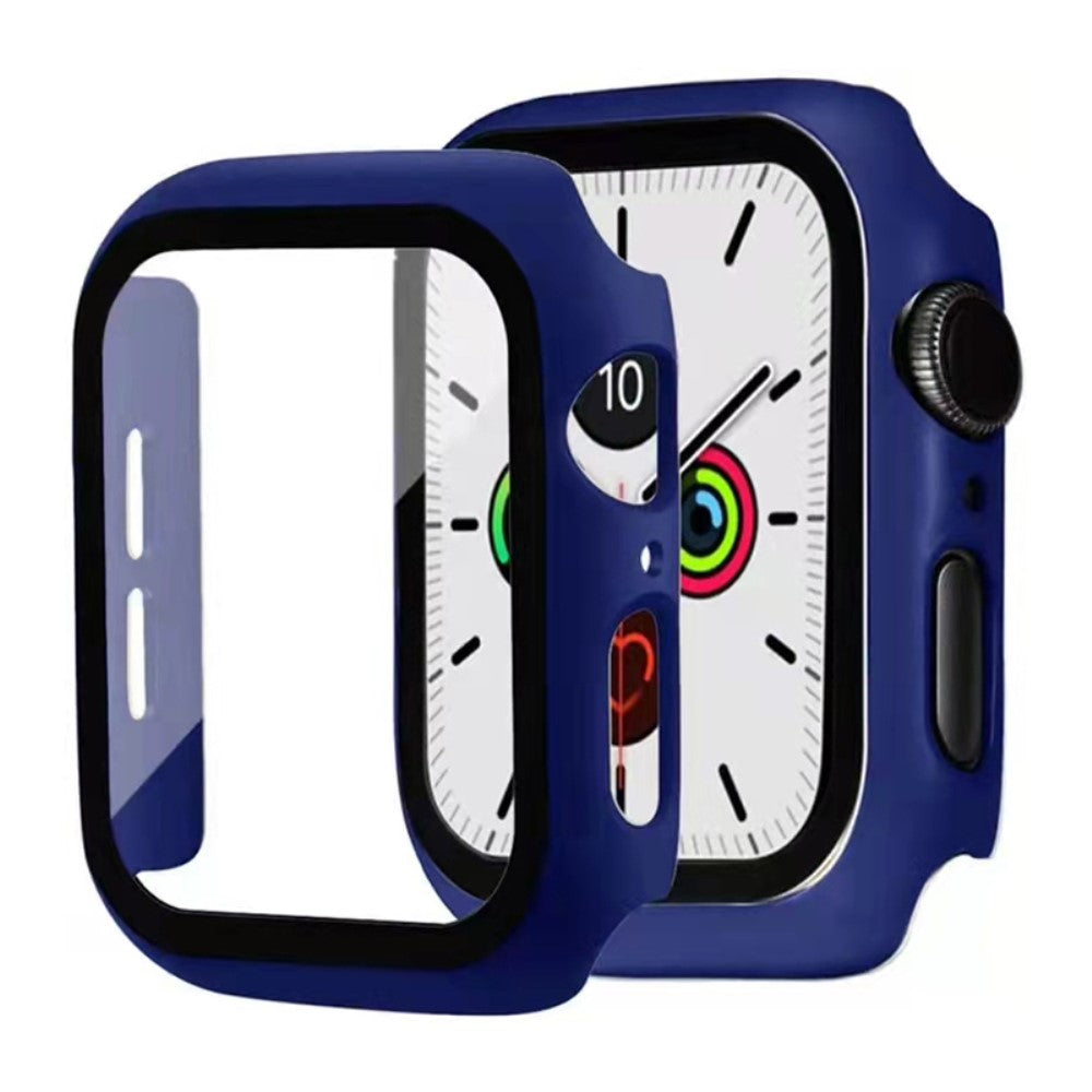 Mega Fed Apple Watch Series 7 41mm Cover med Skærmbeskytter i Plastik og Hærdet Glas - Blå#serie_5