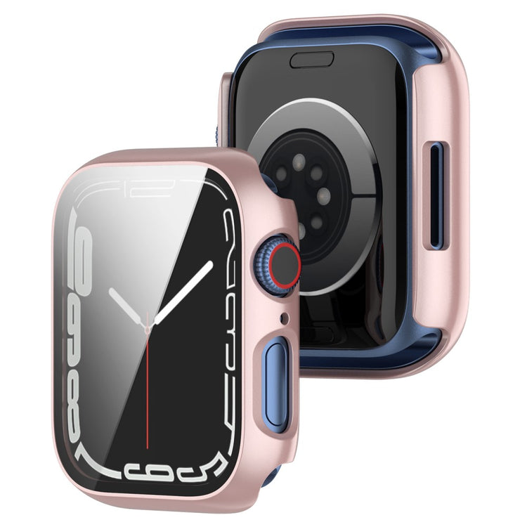 Fint Apple Watch Series 7 41mm Cover med Skærmbeskytter i Plastik og Hærdet Glas - Pink#serie_6