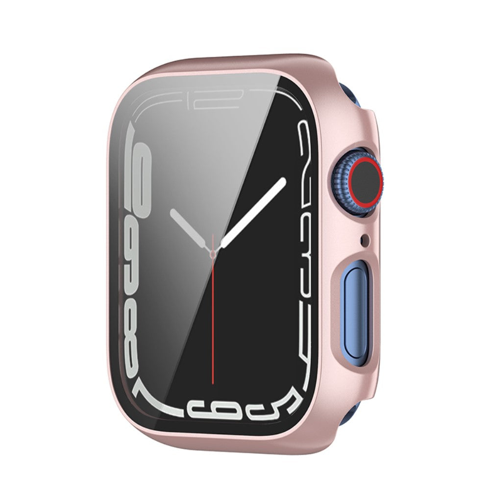 Rigtigt Flot Apple Watch Series 7 41mm Cover med Skærmbeskytter i Plastik og Hærdet Glas - Pink#serie_5