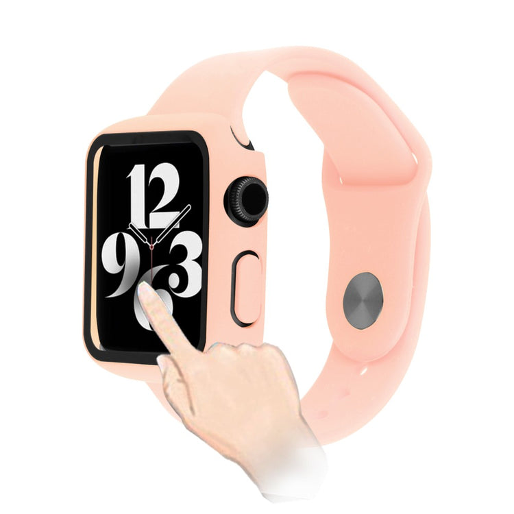 Apple Watch Series 7 41mm Silikone Cover med Rem og Hærdet Glas - Pink#serie_5