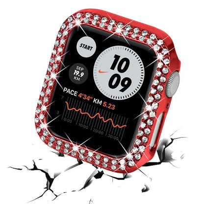 Apple Watch Series 7 41mm Beskyttende Plastik og Rhinsten Bumper  - Rød#serie_10