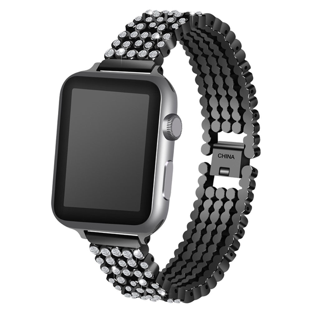 Glimrende Apple Watch Series 7 41mm Metal og Rhinsten Rem - Sort#serie_2