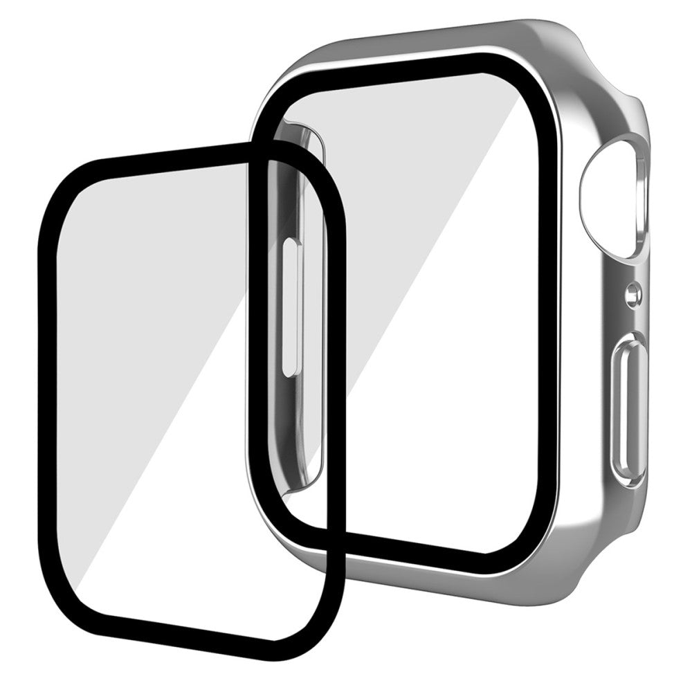 Godt Apple Watch Series 7 41mm Cover med Skærmbeskytter i Plastik og Hærdet Glas - Sølv#serie_2