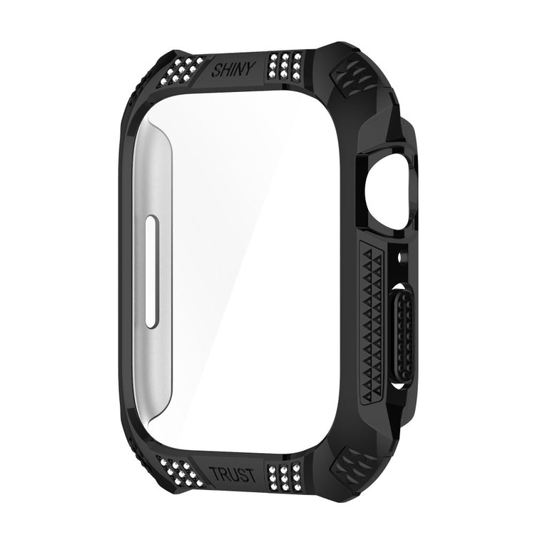 Vildt Flot Apple Watch Series 7 41mm Cover med Skærmbeskytter i Rhinsten og Hærdet Glas - Sort#serie_1