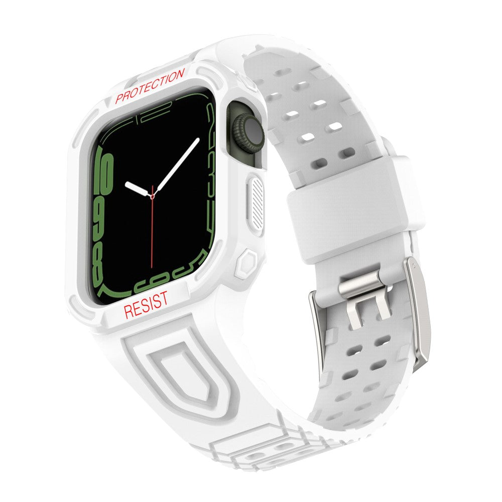 Apple Watch Series 7 41mm Plastik Rem med Etui - Hvid#serie_14