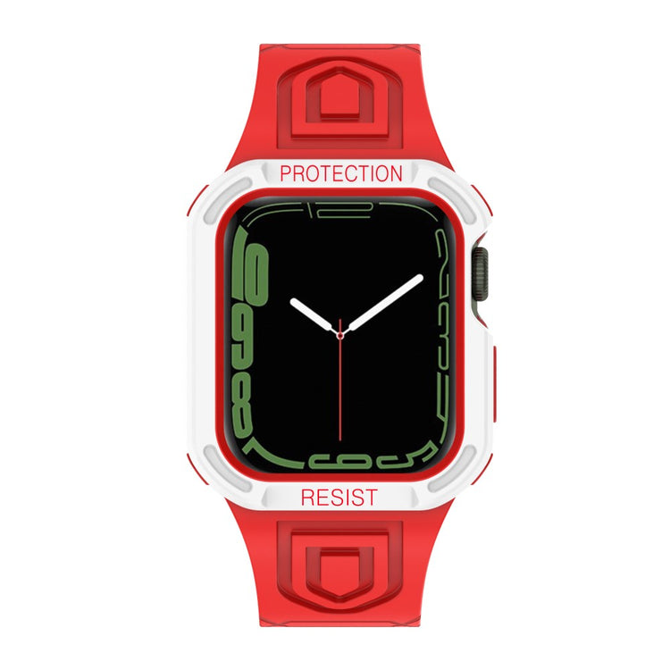 Apple Watch Series 7 41mm Plastik Rem med Etui - Rød#serie_3