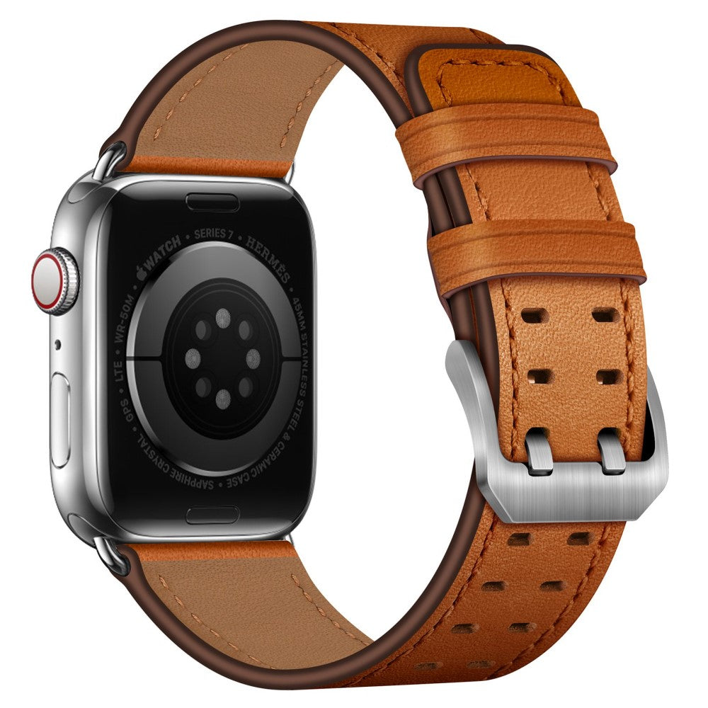 Vildt nydelig Apple Watch Series 7 41mm Ægte læder Rem - Brun#serie_9