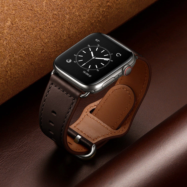 Fortrinligt Apple Watch Series 7 41mm Ægte læder Urrem - Brun#serie_6