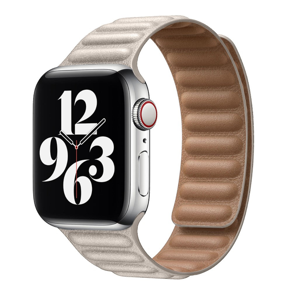 Helt vildt fint Universal Apple Ægte læder Urrem - Hvid#serie_25