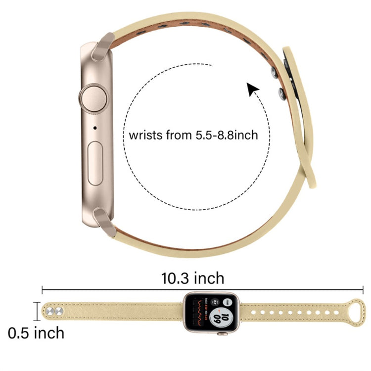 Meget fint Universal Apple Ægte læder Urrem - Beige#serie_4