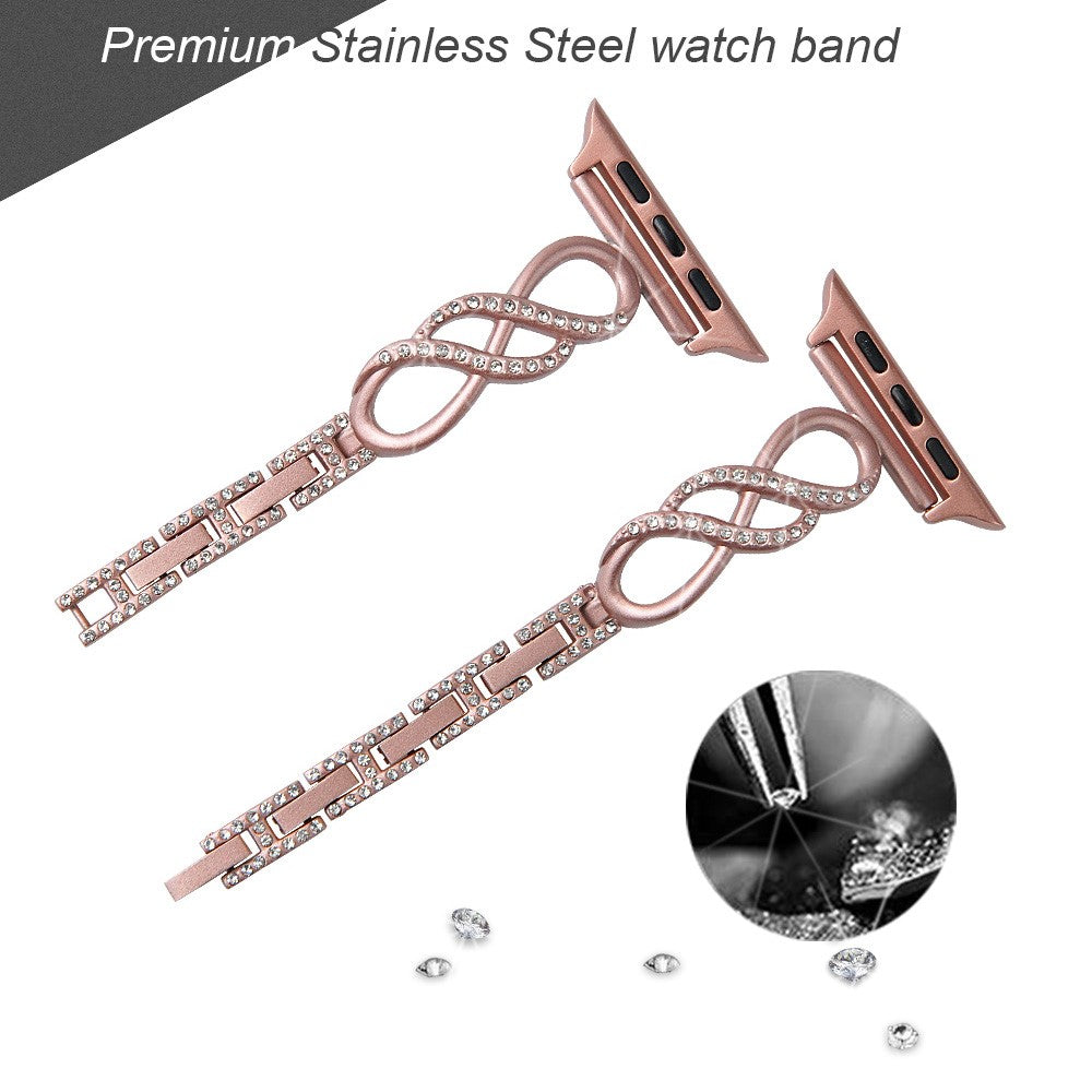 Helt vildt pænt Universal Apple Metal og Rhinsten Rem - Pink#serie_1