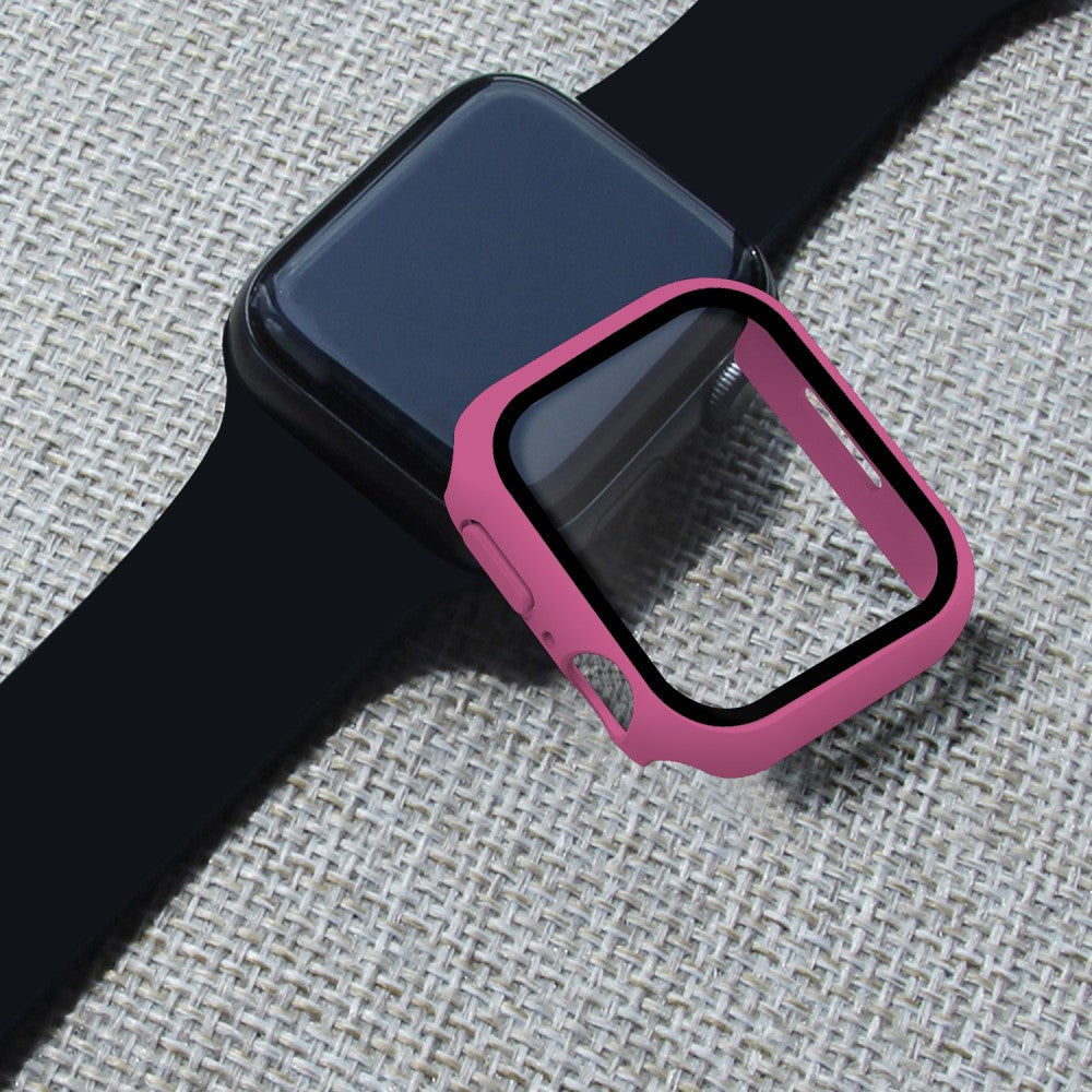 Vildt Godt Apple Watch Series 7 45mm Cover med Skærmbeskytter i Plastik og Hærdet Glas - Pink#serie_13