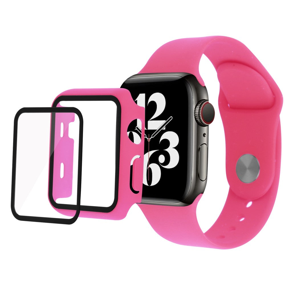 Apple Watch Series 7 45mm Plastik Cover med Rem og Hærdet Glas - Pink#serie_10