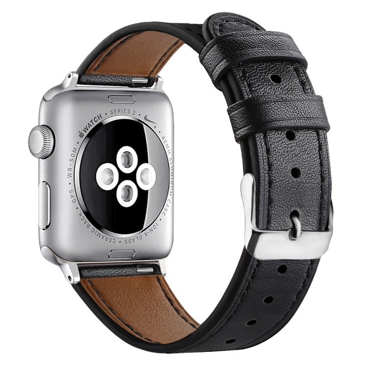 Supercool Apple Watch Series 7 45mm Ægte læder Rem - Sort#serie_3