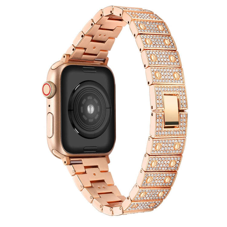 Meget pænt Apple Watch Series 7 45mm Metal og Rhinsten Rem - Pink#serie_3