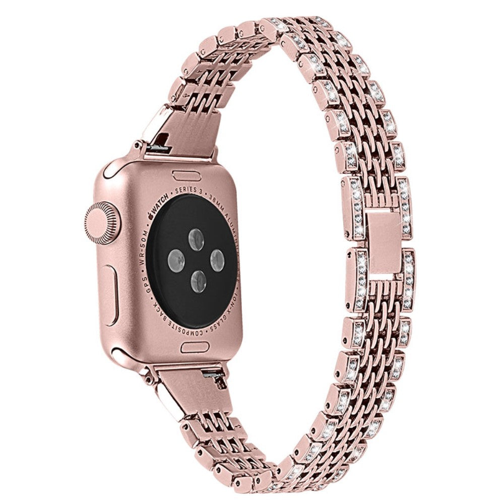 Superflot Apple Watch Series 7 45mm Metal og Rhinsten Rem - Pink#serie_2