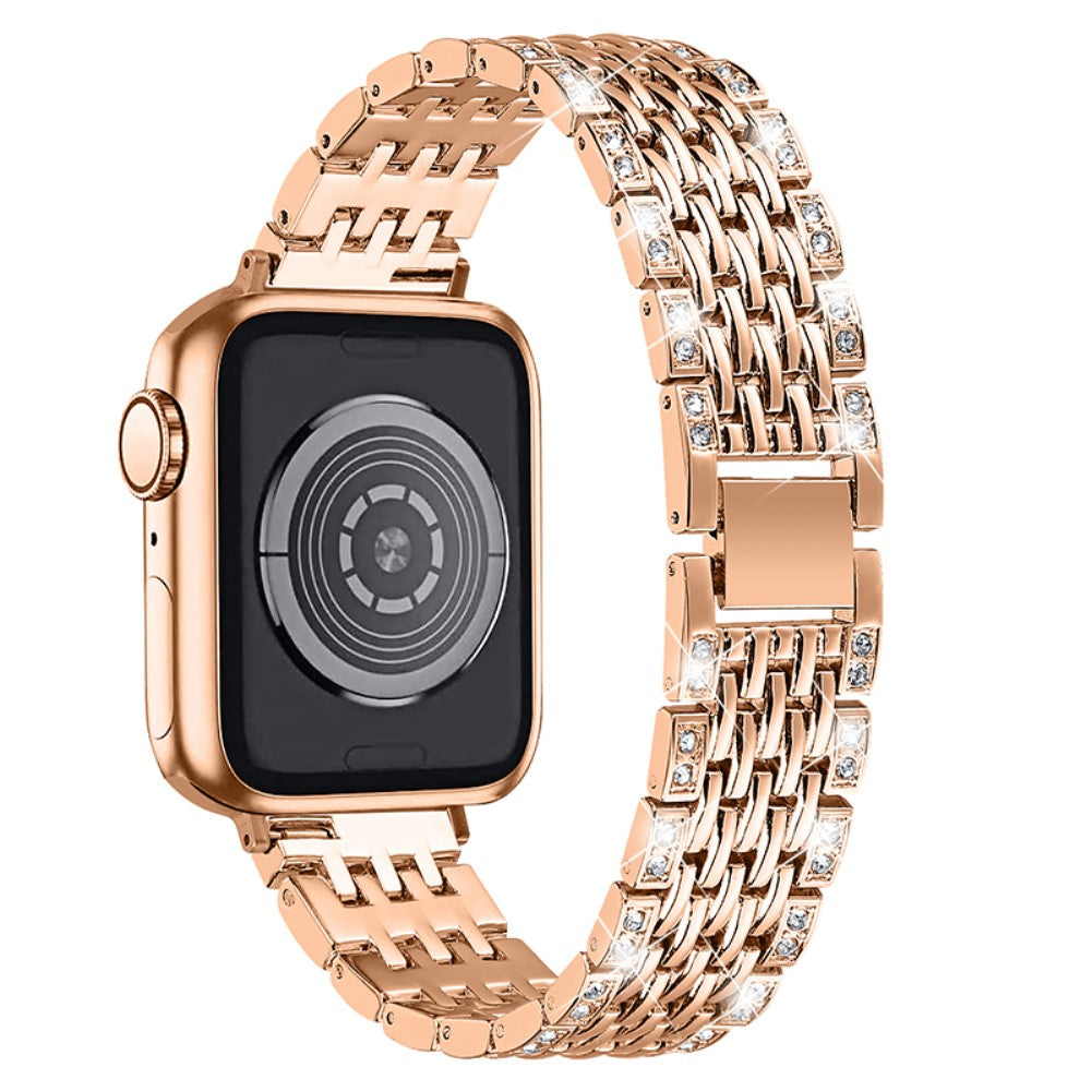 Smuk Apple Watch Series 7 45mm Metal og Rhinsten Rem - Pink#serie_3